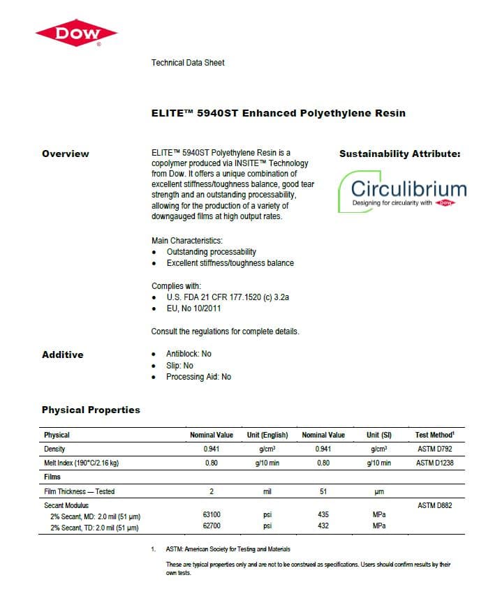 Elite 5940st Enhanced Polyethylene Resin